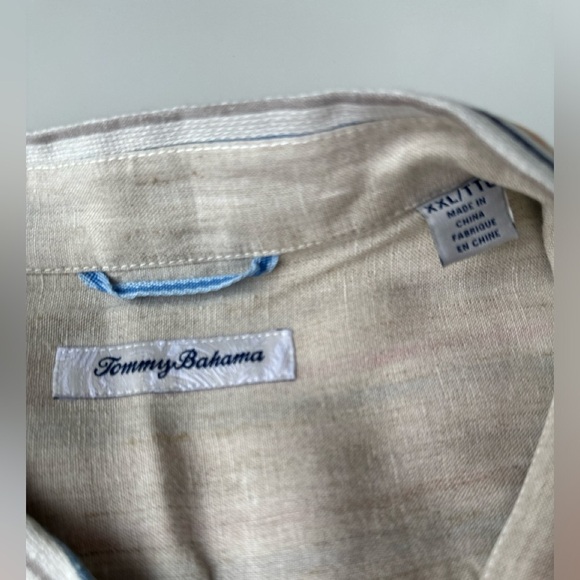 Tommy Bahama Striped 100% Linen Long Sleeve Textured Button Up Shirt Men’s XXL - Picture 2 of 8
